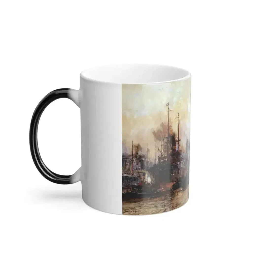 Charles Dixon (1872-1934) Tower Bridge, the Pool of London - Watercolor and Ink Heightened with White o-0 - Color Changing Mug 11oz - Go Mug Yourself