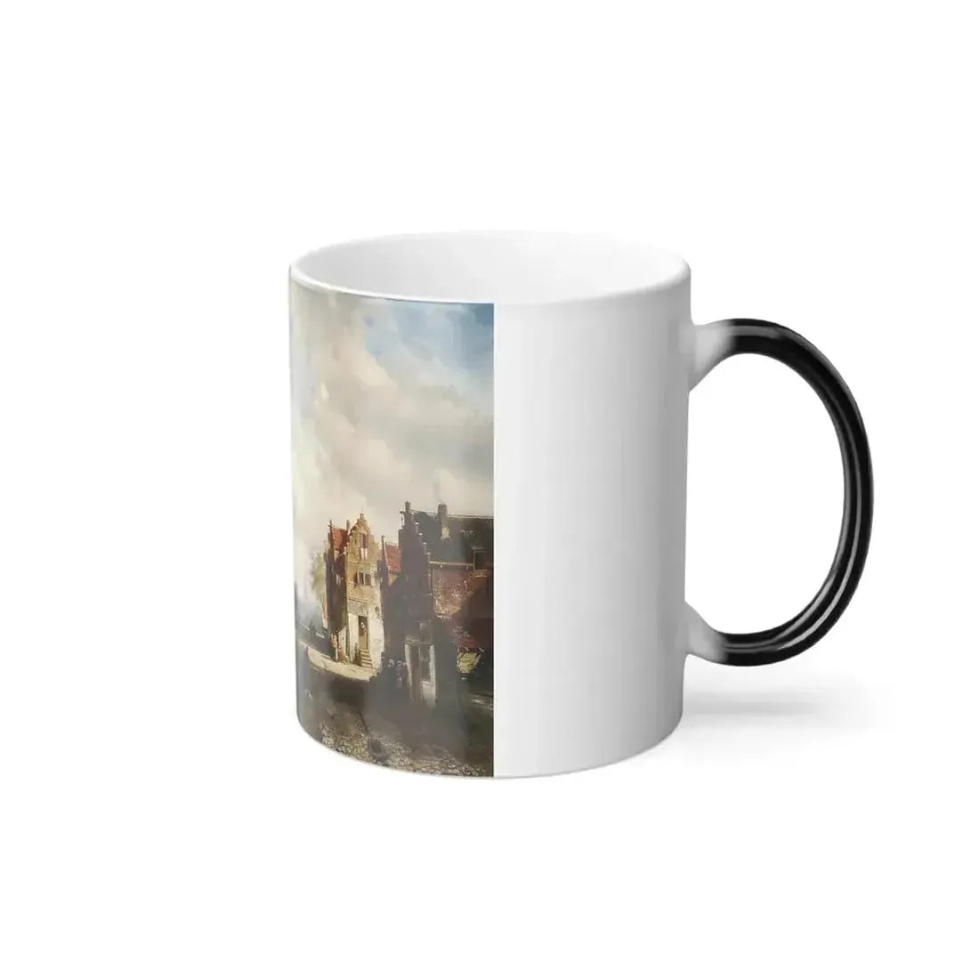 Charles Henri Joseph Leickert (1816-1907) A Dutch town on the river, Summer - Oil on Canvas 1872 - Color Changing Mug 11oz - Go Mug Yourself