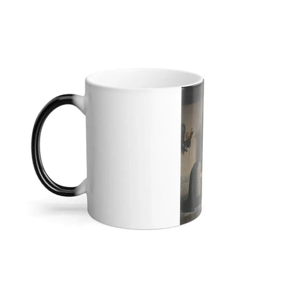 Charles Joseph Grips (1825-1920) The spinner's favourite - Oil on Panel 1866 - Color Changing Mug 11oz - Go Mug Yourself