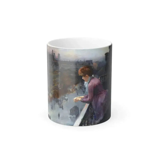 Charles Leroy Saint Aubert (1852-1907) Au Dessus du Boulevard de Sebastopol, Paris - Oil on Canvas - Color Changing Mug 11oz 11oz - Go Mug Yourself