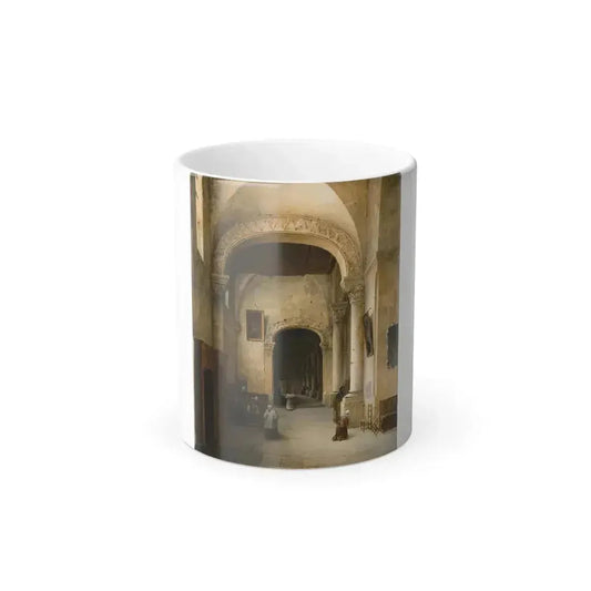 Charles-Louis Lesaint (1795-%3f) View of the aisle of a Norman church - Oil on Canvas 1828 - Color Changing Mug 11oz 11oz - Go Mug Yourself