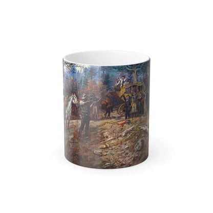 Charles M Russell (1864-1926) The Hold Up - Oil on canvas 1899 - Color Changing Mug 11oz-11oz-Go Mug Yourself