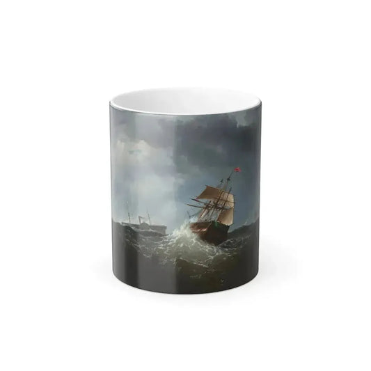 Charles T Dix (1838-1873) Shipping off the Coast in Stormy Sea, NY - Oil on Canvas 1859 - Color Changing Mug 11oz 11oz - Go Mug Yourself
