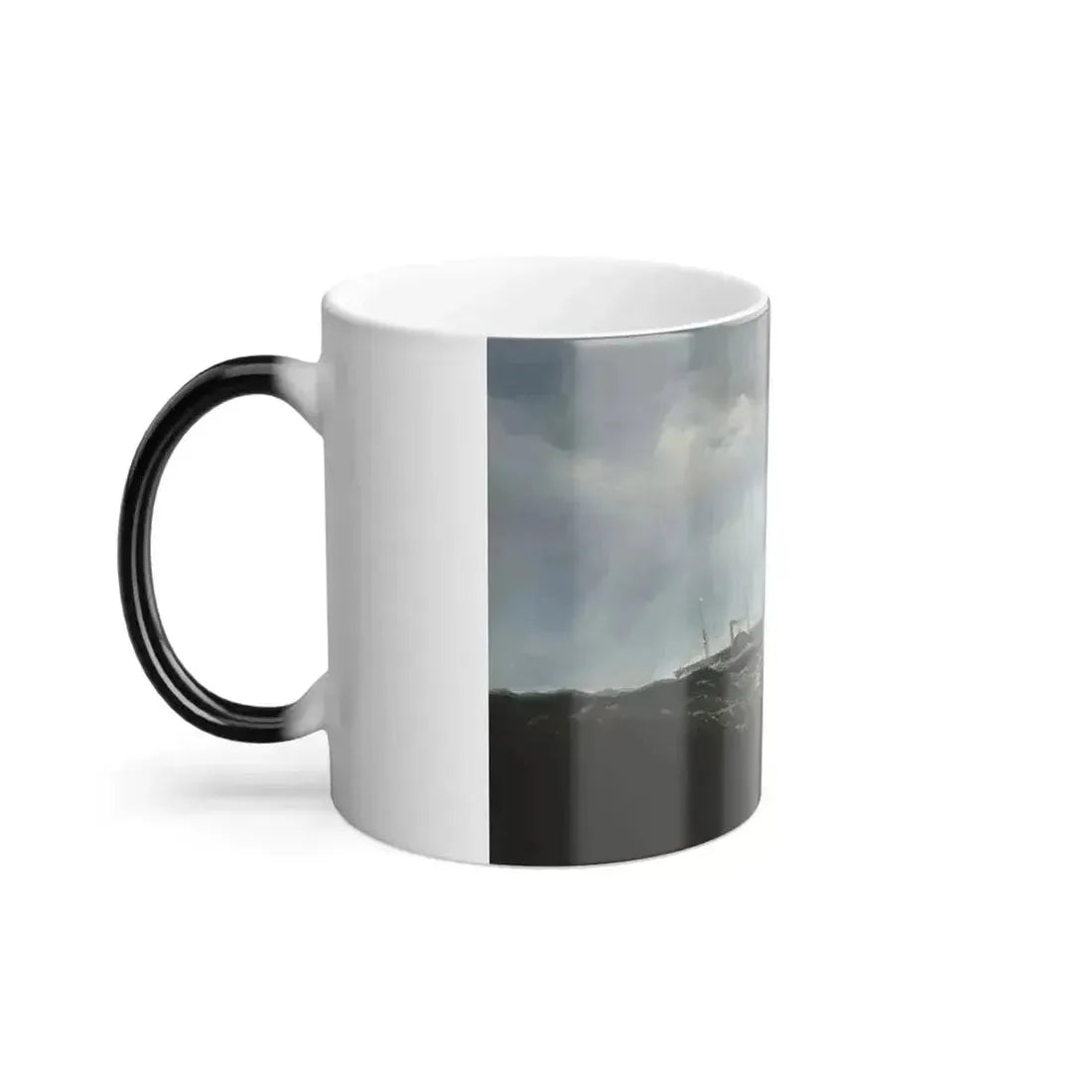 Charles T Dix (1838-1873) Shipping off the Coast in Stormy Sea, NY - Oil on Canvas 1859 - Color Changing Mug 11oz - Go Mug Yourself