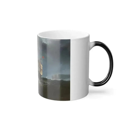 Charles T Dix (1838-1873) Shipping off the Coast in Stormy Sea, NY - Oil on Canvas 1859 - Color Changing Mug 11oz - Go Mug Yourself