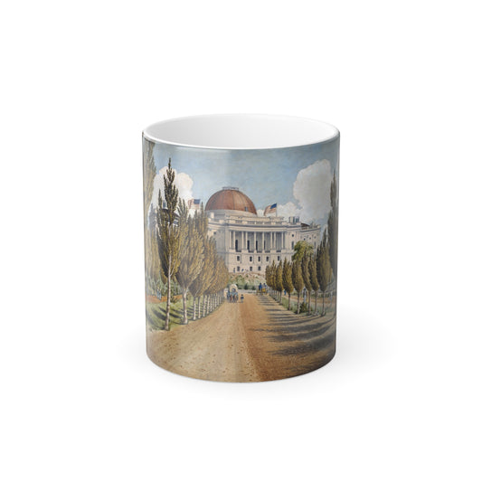 Charles W Burton (1807-c1849) View of the Capitol - Watercolor, Pen and Black Ink, and Gum Arabic on O-0 - Color Changing Mug 11oz-11oz-Go Mug Yourself