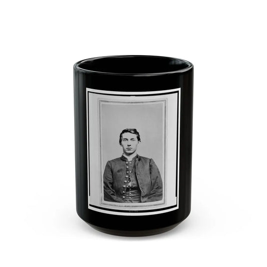 Charles Whittington, Sergeant Major, 7th West Virginia Cavalry, Half-Length Portrait, Wearing Uniform, Seated, Facing Front (U.S. Civil War) Black Coffee Mug-15oz-Go Mug Yourself