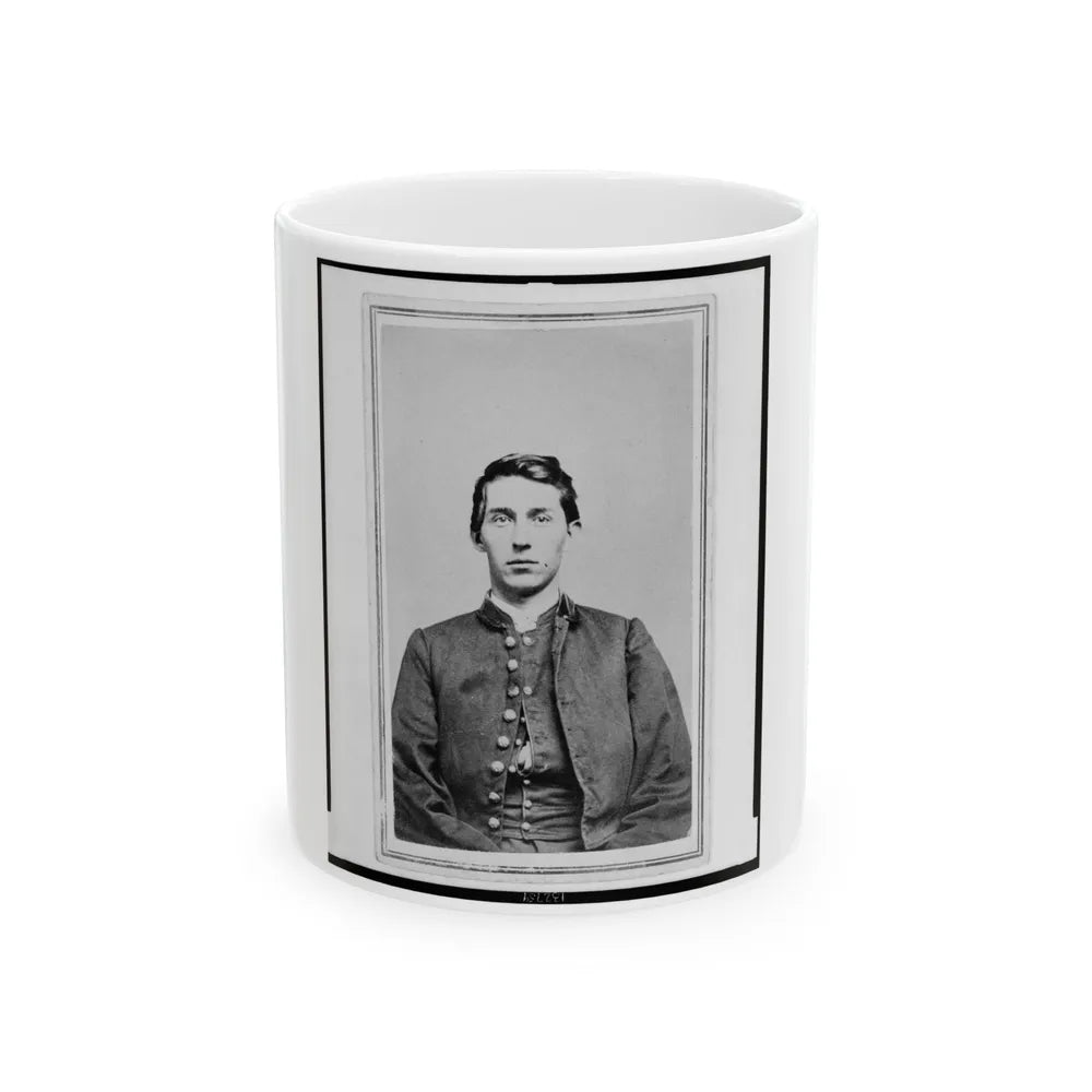 Charles Whittington, Sergeant Major, 7th West Virginia Cavalry, Half-Length Portrait, Wearing Uniform, Seated, Facing Front (U.S. Civil War) White Coffee Mug-11oz-Go Mug Yourself