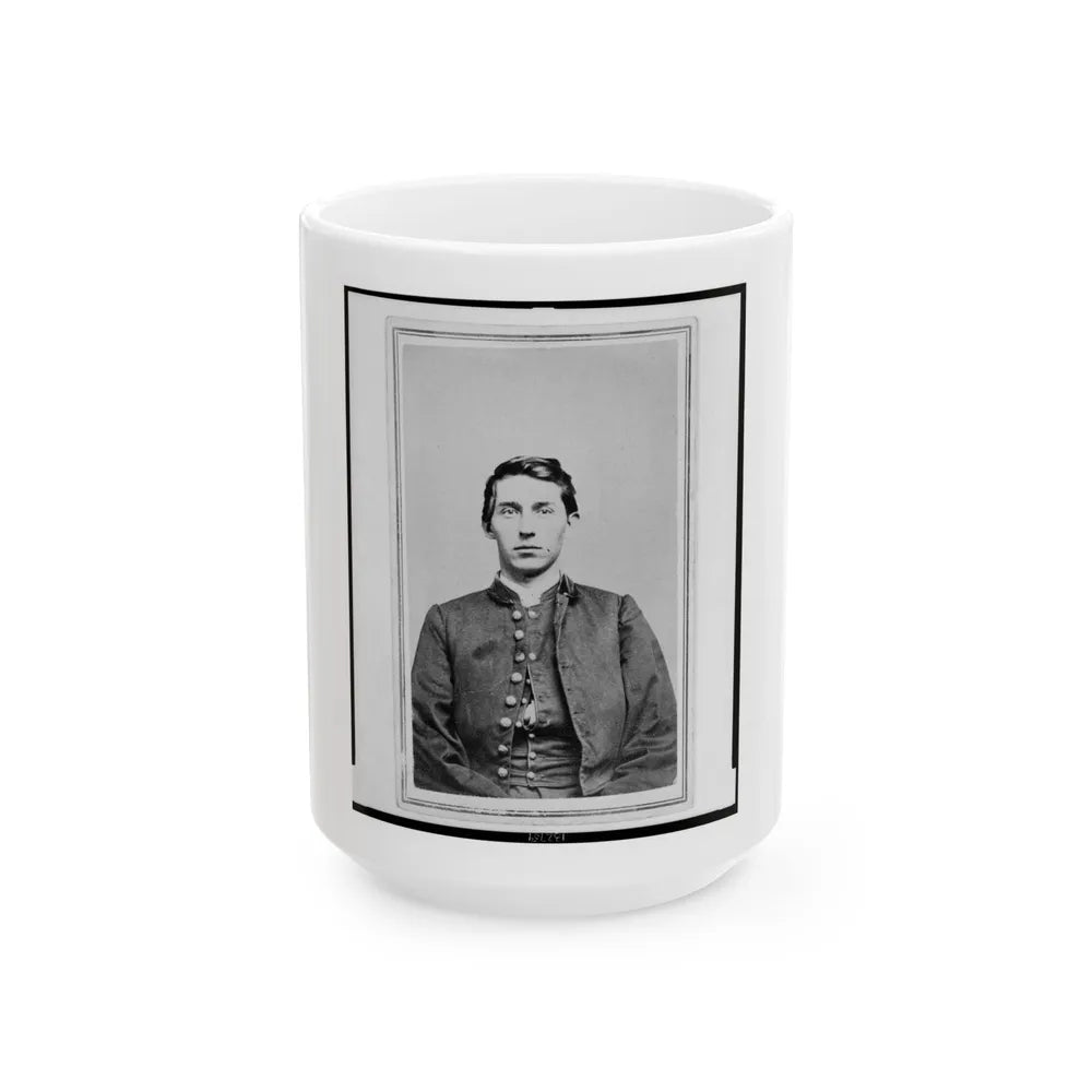 Charles Whittington, Sergeant Major, 7th West Virginia Cavalry, Half-Length Portrait, Wearing Uniform, Seated, Facing Front (U.S. Civil War) White Coffee Mug-15oz-Go Mug Yourself