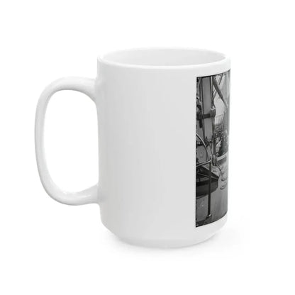 Charleston Harbor, S.C. Crew Members, Quarterdeck, And Starboard Battery Of U.S.S. Pawnee (U.S. Civil War) White Coffee Mug - Go Mug Yourself