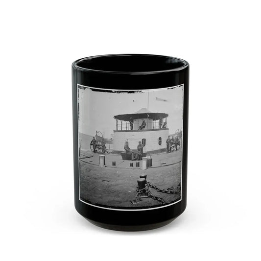 Charleston Harbor, S.C. Deck And Officers Of U.S.S. Monitor Catskill; Lt. Comdr. Edward Barrett Seated On The Turret (U.S. Civil War) Black Coffee Mug 15oz - Go Mug Yourself