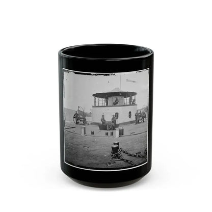 Charleston Harbor, S.C. Deck And Officers Of U.S.S. Monitor Catskill; Lt. Comdr. Edward Barrett Seated On The Turret (U.S. Civil War) Black Coffee Mug 15oz - Go Mug Yourself