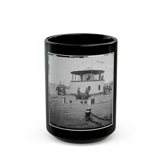 Charleston Harbor, S.C. Deck And Officers Of U.S.S. Monitor Catskill; Lt. Comdr. Edward Barrett Seated On The Turret (U.S. Civil War) Black Coffee Mug 15oz - Go Mug Yourself