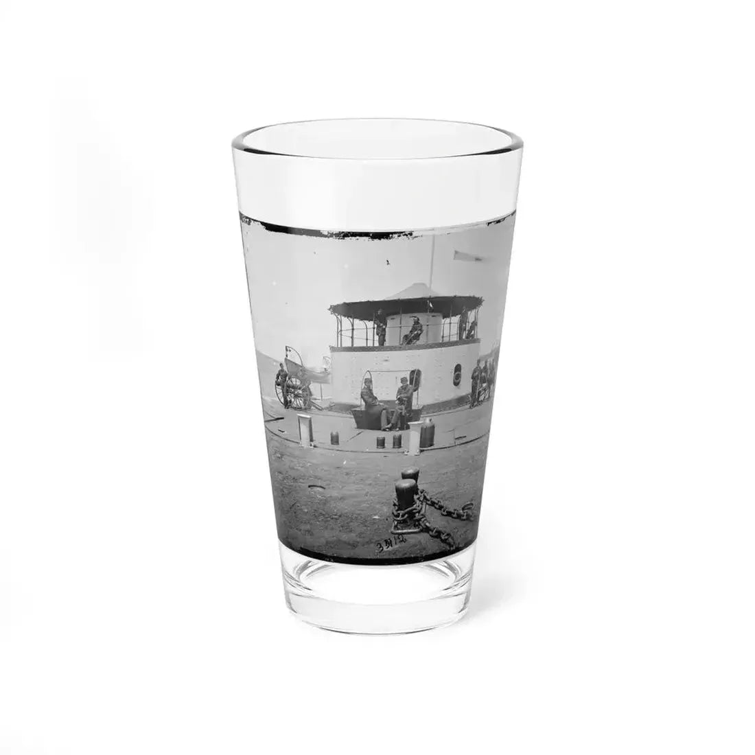 Charleston Harbor, S.C. Deck And Officers Of U.S.S. Monitor Catskill; Lt. Comdr. Edward Barrett Seated On The Turret (U.S. Civil War) Pint Glass 16oz 16oz - Go Mug Yourself
