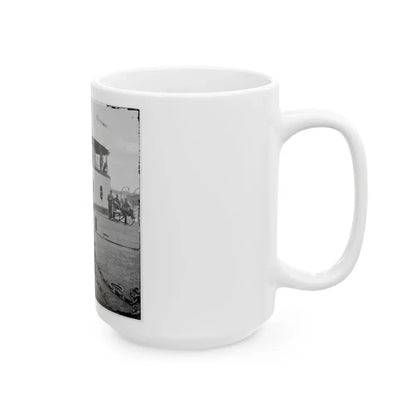 Charleston Harbor, S.C. Deck And Officers Of U.S.S. Monitor Catskill; Lt. Comdr. Edward Barrett Seated On The Turret (U.S. Civil War) White Coffee Mug - Go Mug Yourself