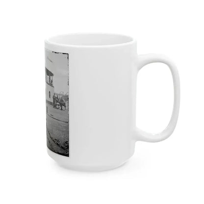 Charleston Harbor, S.C. Deck And Officers Of U.S.S. Monitor Catskill; Lt. Comdr. Edward Barrett Seated On The Turret (U.S. Civil War) White Coffee Mug - Go Mug Yourself