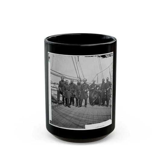 Charleston Harbor, S.C. Rear Admiral John A. Dahlgren (Fifth From Left) And Staff Aboard U.S.S. Pawnee (U.S. Civil War) Black Coffee Mug 15oz - Go Mug Yourself