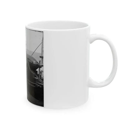 Charleston Harbor, S.C. Rear Admiral John A. Dahlgren Standing By A Dahlgren Gun On Deck Of U.S.S. Pawnee (U.S. Civil War) White Coffee Mug - Go Mug Yourself