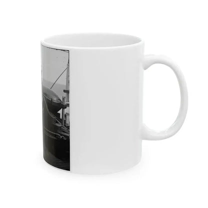 Charleston Harbor, S.C. Rear Admiral John A. Dahlgren Standing By A Dahlgren Gun On Deck Of U.S.S. Pawnee (U.S. Civil War) White Coffee Mug - Go Mug Yourself