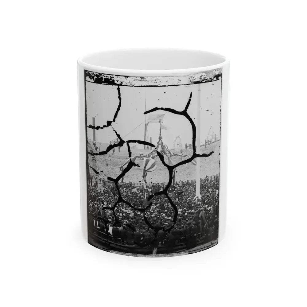 Charleston Harbor, South Carolina. Interior View Of Fort Sumter During Ceremony Of Raising Flag (U.S. Civil War) White Coffee Mug 11oz - Go Mug Yourself