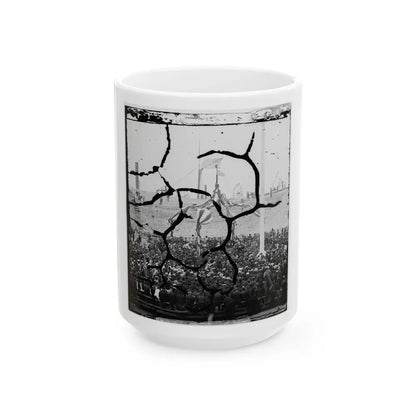 Charleston Harbor, South Carolina. Interior View Of Fort Sumter During Ceremony Of Raising Flag (U.S. Civil War) White Coffee Mug 15oz - Go Mug Yourself