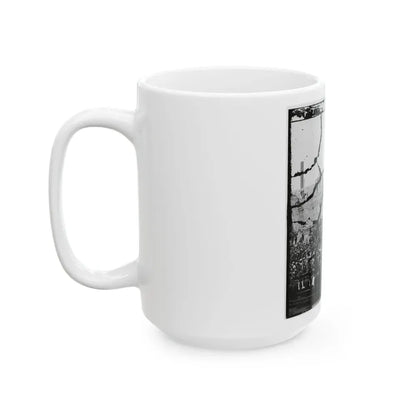 Charleston Harbor, South Carolina. Interior View Of Fort Sumter During Ceremony Of Raising Flag (U.S. Civil War) White Coffee Mug - Go Mug Yourself