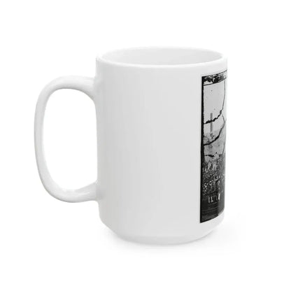 Charleston Harbor, South Carolina. Interior View Of Fort Sumter During Ceremony Of Raising Flag (U.S. Civil War) White Coffee Mug - Go Mug Yourself
