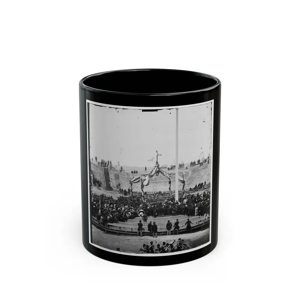 Charleston, S.C. Crowd Inside Fort Sumter Awaiting The Flag-Raising (U.S. Civil War) Black Coffee Mug-11oz-Go Mug Yourself