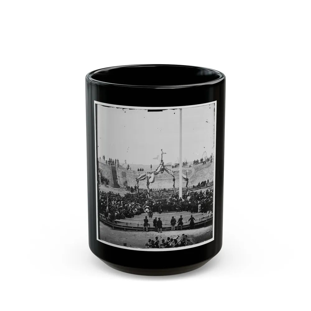 Charleston, S.C. Crowd Inside Fort Sumter Awaiting The Flag-Raising (U.S. Civil War) Black Coffee Mug-15oz-Go Mug Yourself