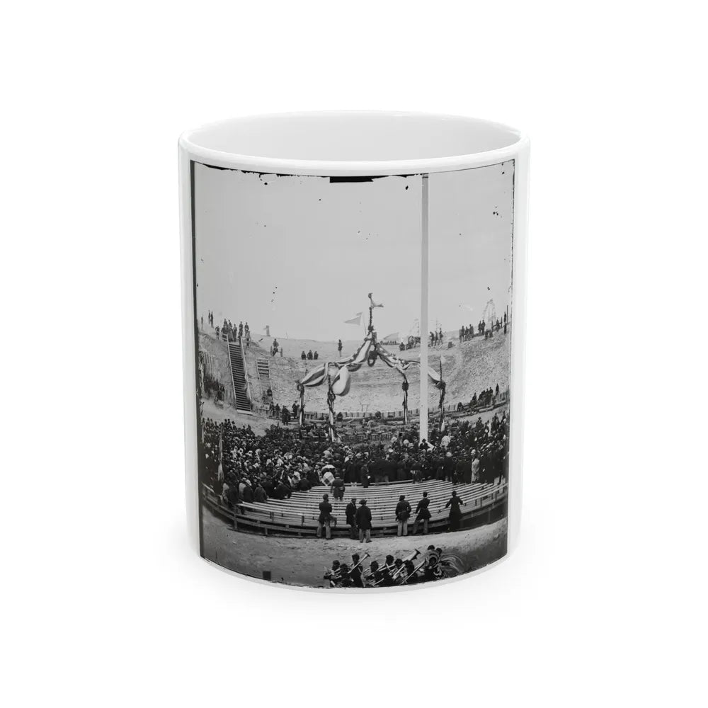 Charleston, S.C. Crowd Inside Fort Sumter Awaiting The Flag-Raising (U.S. Civil War) White Coffee Mug-11oz-Go Mug Yourself