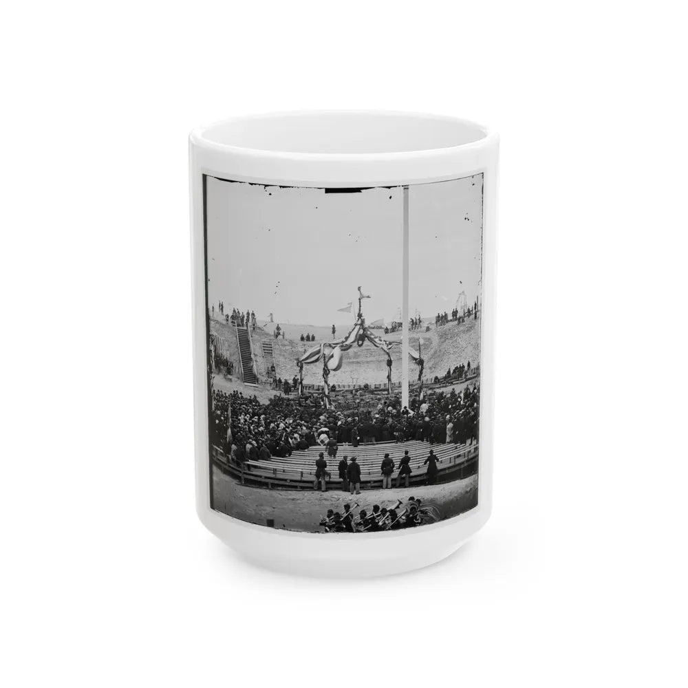 Charleston, S.C. Crowd Inside Fort Sumter Awaiting The Flag-Raising (U.S. Civil War) White Coffee Mug-15oz-Go Mug Yourself