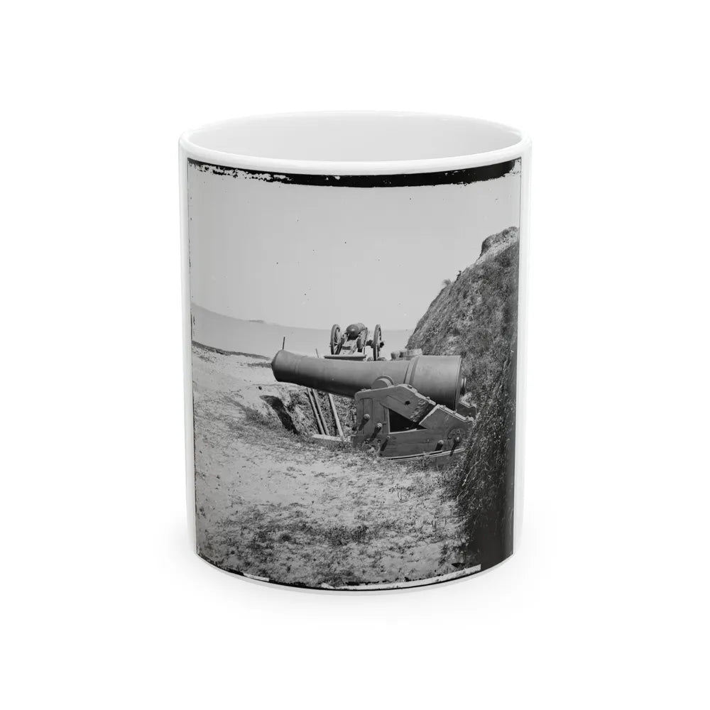 Charleston, S.C. Guns Of Fort Johnson; Fort Sumter In Distance (U.S. Civil War) White Coffee Mug-11oz-Go Mug Yourself