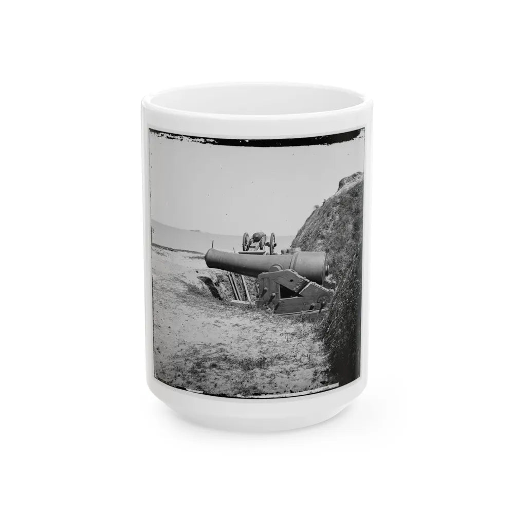 Charleston, S.C. Guns Of Fort Johnson; Fort Sumter In Distance (U.S. Civil War) White Coffee Mug-15oz-Go Mug Yourself