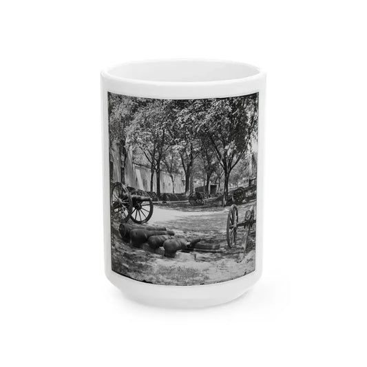 Charleston, S.C. Blakely Guns And Ammunition In The Arsenal Yard (U.S. Civil War) White Coffee Mug 15oz - Go Mug Yourself