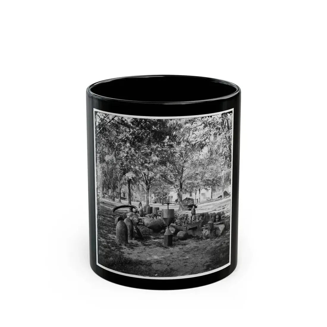 Charleston, S.C. Confederate Torpedoes, Shot, And Shell In The Arsenal Yard (U.S. Civil War) Black Coffee Mug 11oz - Go Mug Yourself
