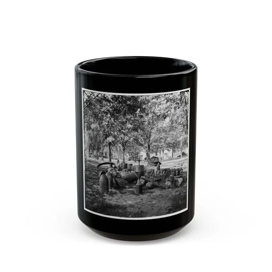 Charleston, S.C. Confederate Torpedoes, Shot, And Shell In The Arsenal Yard (U.S. Civil War) Black Coffee Mug 15oz - Go Mug Yourself
