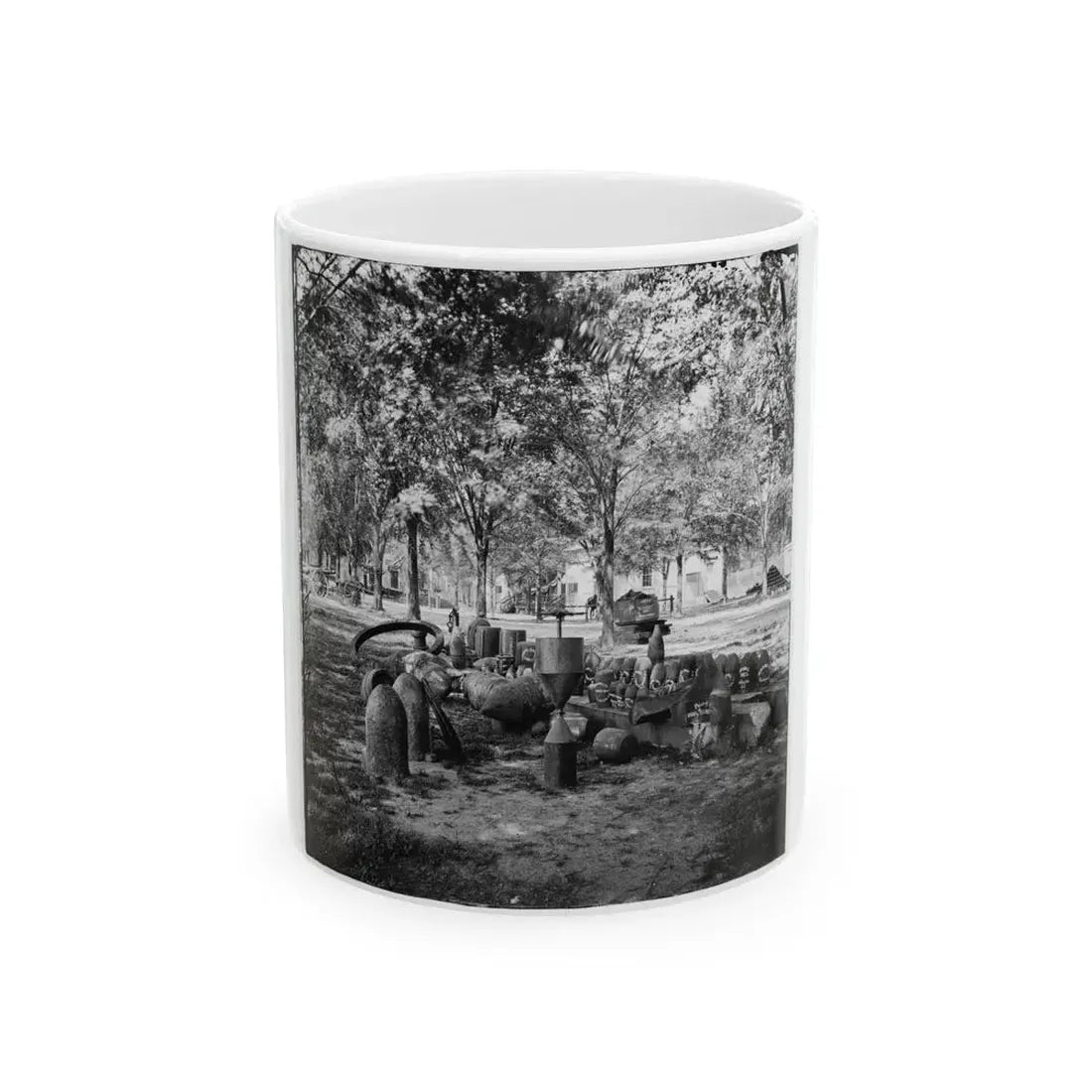Charleston, S.C. Confederate Torpedoes, Shot, And Shell In The Arsenal Yard (U.S. Civil War) White Coffee Mug 11oz - Go Mug Yourself