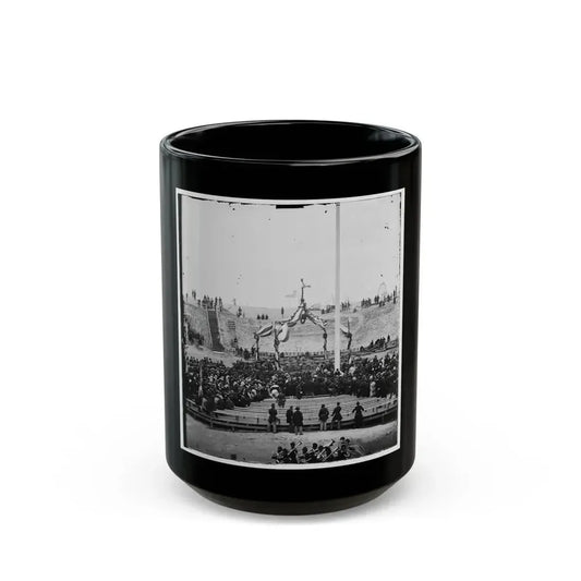 Charleston, S.C. Crowd Inside Fort Sumter Awaiting The Flag-Raising (U.S. Civil War) Black Coffee Mug 15oz - Go Mug Yourself