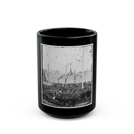 Charleston, S.C. Flag-Raising Ceremony, With Brevet Maj. Gen. Robert Anderson And Henry Ward Beecher Present (U.S. Civil War) Black Coffee Mug 15oz - Go Mug Yourself