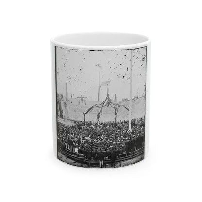 Charleston, S.C. Flag-Raising Ceremony, With Brevet Maj. Gen. Robert Anderson And Henry Ward Beecher Present (U.S. Civil War) White Coffee Mug 11oz - Go Mug Yourself