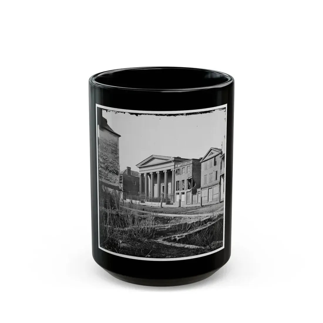 Charleston, S.C. Hibernian Hall (With Columns; 105 Meeting Street), Place Of Meeting After The Burning Of Secession Hall (U.S. Civil War) Black Coffee Mug 15oz - Go Mug Yourself