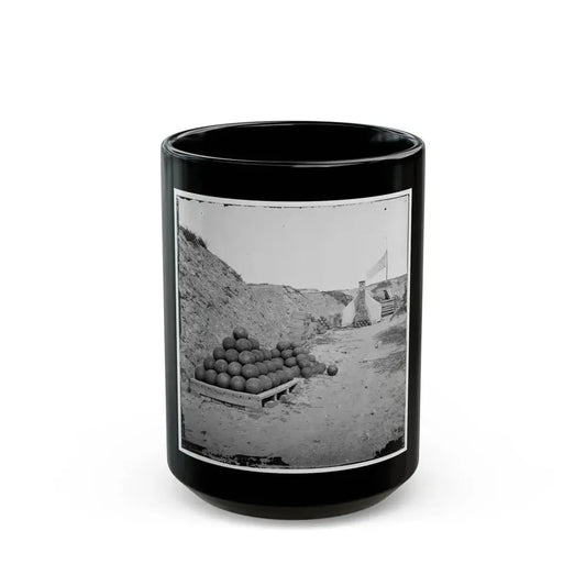 Charleston, S.C. Interior View Of Fort Johnson, With Stacks Of Shot (U.S. Civil War) Black Coffee Mug 15oz - Go Mug Yourself