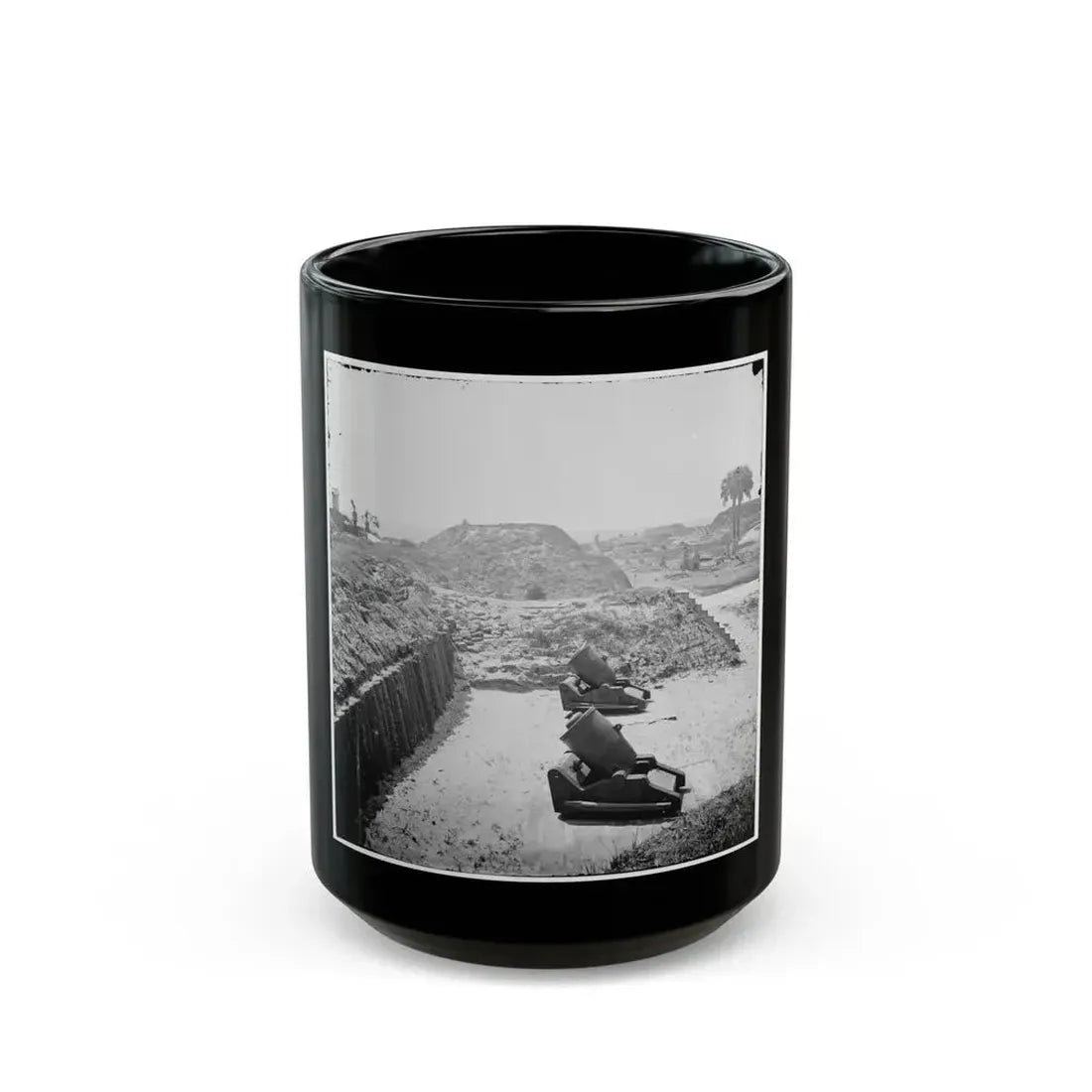 Charleston, S.C. Mortars Inside Fort Moultrie (U.S. Civil War) Black Coffee Mug 15oz - Go Mug Yourself