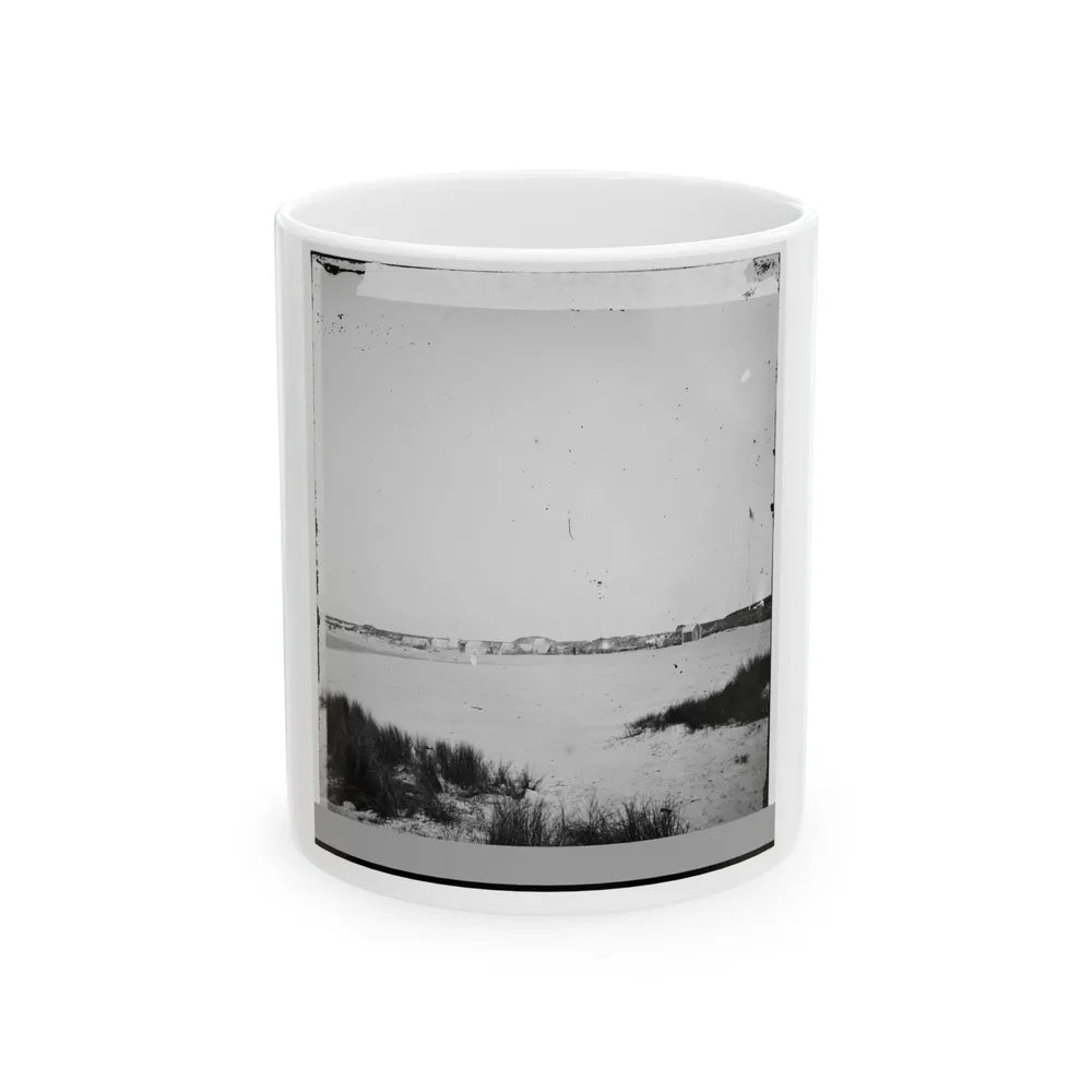 Charleston, South Carolina (Vicinity). Distance View Of Fortification On Morris Island (U.S. Civil War) White Coffee Mug-11oz-Go Mug Yourself