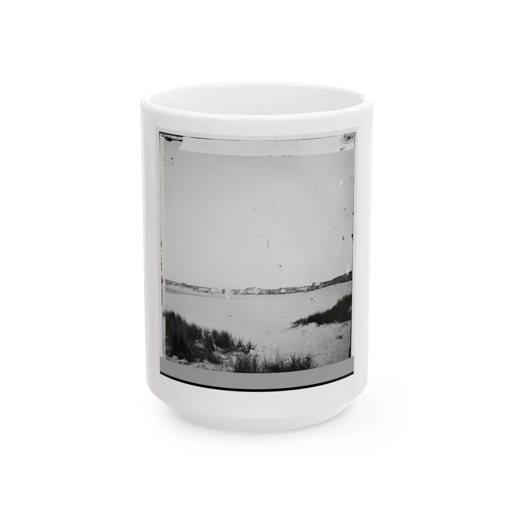 Charleston, South Carolina (Vicinity). Distance View Of Fortification On Morris Island (U.S. Civil War) White Coffee Mug-15oz-Go Mug Yourself