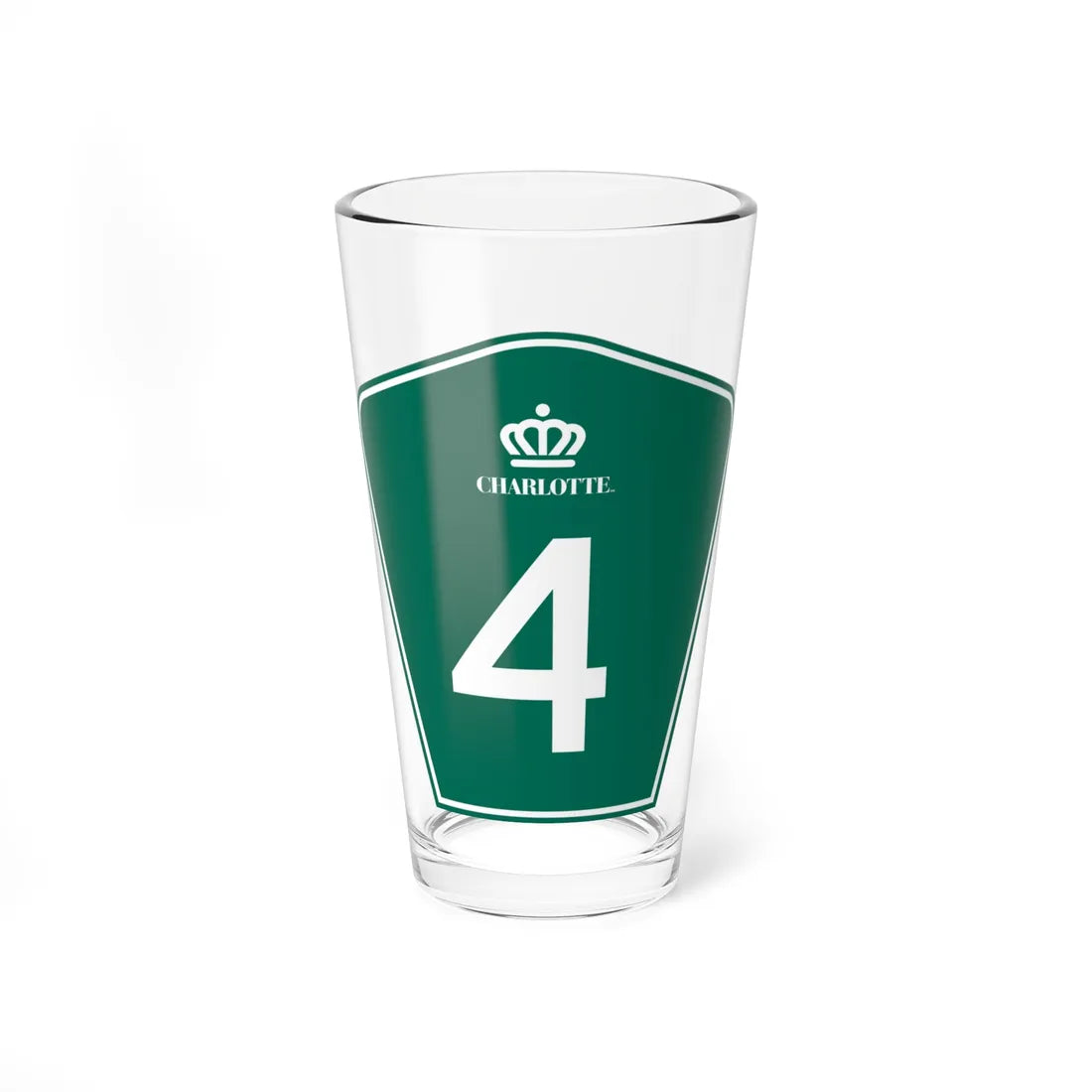 Charlotte Route 4 shield (North Carolina) (Road Sign) Pint Glass 16oz 16oz - Go Mug Yourself