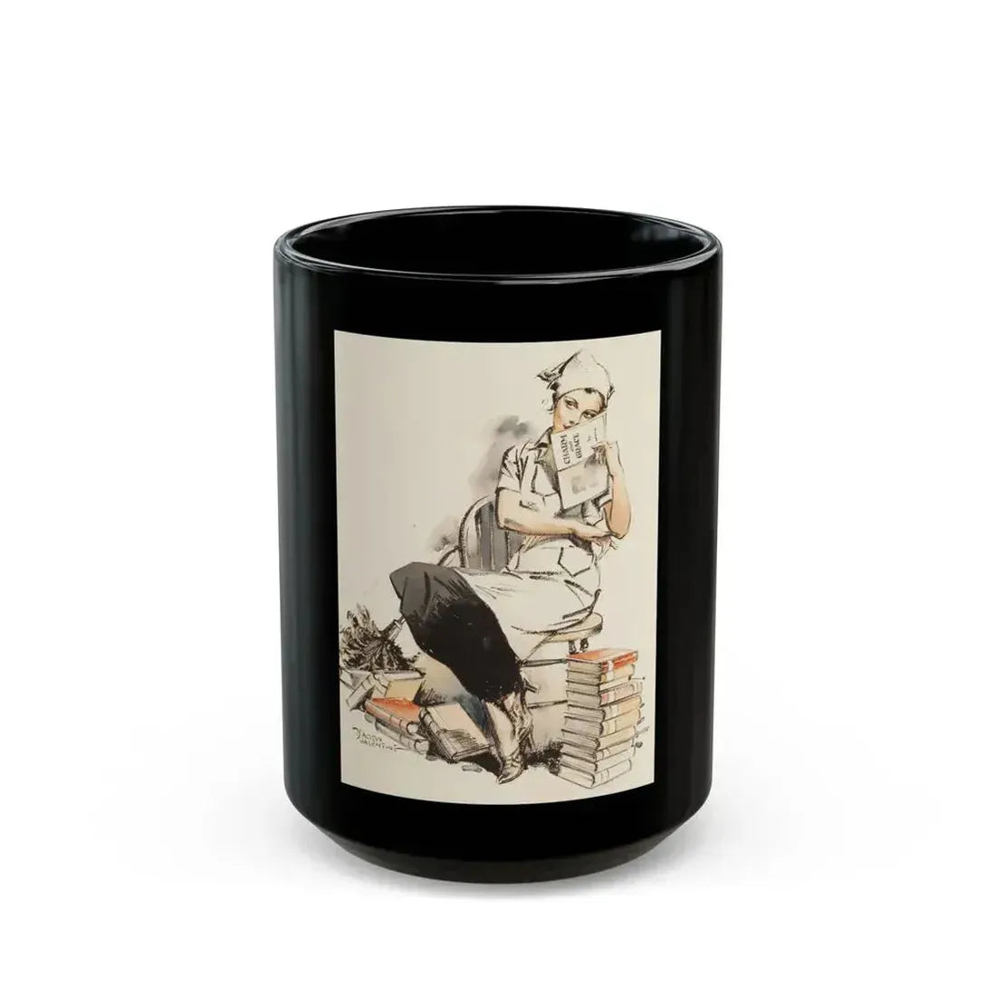 Charm and Grace, Saturday Evening Post illustration - Black Coffee Mug 15oz - Go Mug Yourself