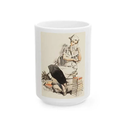 Charm and Grace, Saturday Evening Post illustration - White Coffee Mug 15oz - Go Mug Yourself