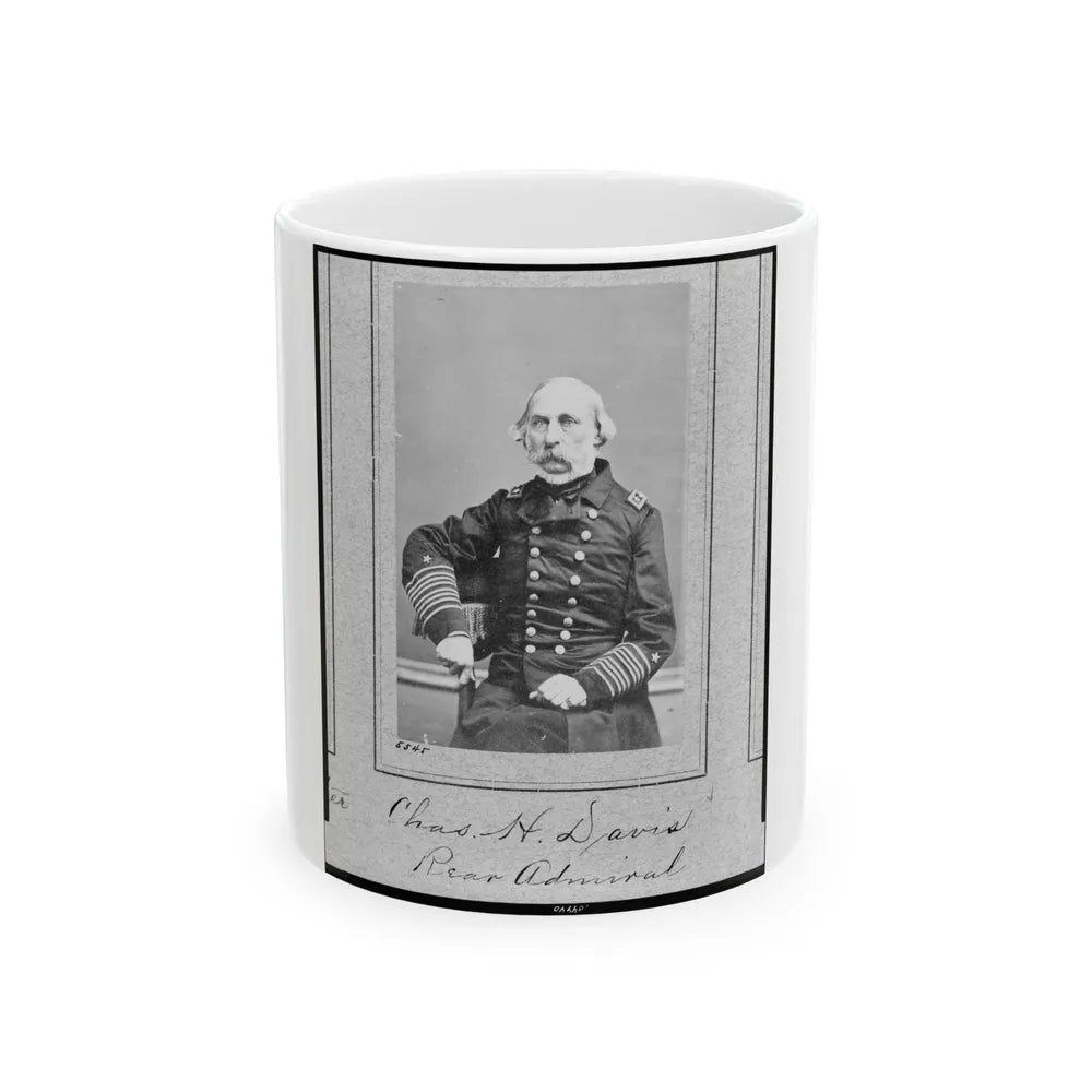 Chas. H. Davis, Rear Admiral, Three-Quarter Length Portrait, Seated, Facing Slightly Left (U.S. Civil War) White Coffee Mug-11oz-Go Mug Yourself