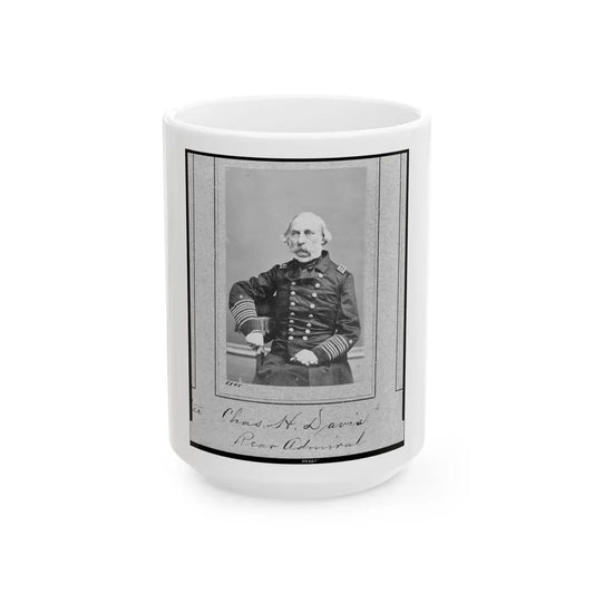 Chas. H. Davis, Rear Admiral, Three-Quarter Length Portrait, Seated, Facing Slightly Left (U.S. Civil War) White Coffee Mug-15oz-Go Mug Yourself